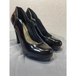 Women's Its Ok Black Patent Leather Platform Heels Size 6